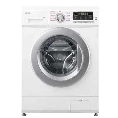 Стиральная машина LG, отдельностоящая, ВхШхГ 850х600х440 мм, загрузка 7 кг, 1200 об/мин, LED дисплей, инверторный мотор с прямым приводом, пар, отсрочка старта, энергоэффективность А, цвет белый