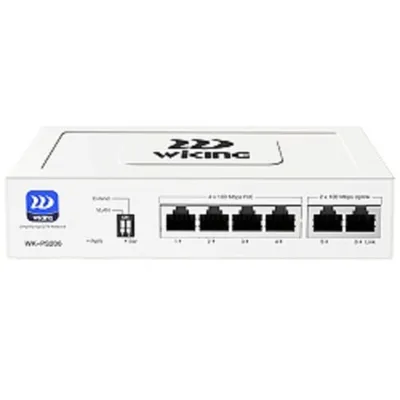 Коммутатор неуправляемый АВТОМАТ!! Wi-Tek WK-PS206 (6-портовый UTP 10/100Mbps; 4 порта  с поддержкой IEEE 802.3af/at (PoE+); настольный/настенный; металл)