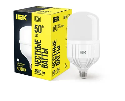 Лампа светодиодная IEK LLE-HP-50-230-40-E27, 50Вт, 4000К, E27