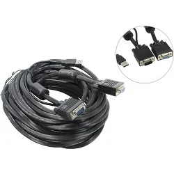 Кабель для консолей Procase CE-1000, USB+VGA, 10м