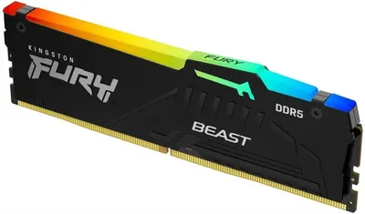 Оперативная память Kingston Fury Beast, DDR5, 32Gb (1x32Gb), 6000MHz, CL30, DIMM, с радиатором, RGb, черный