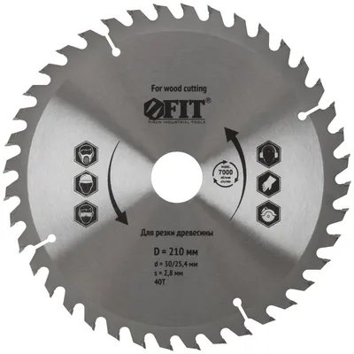 Диск пильный FIT 37751, 210×30/25.4мм, 40 зубьев, по дереву