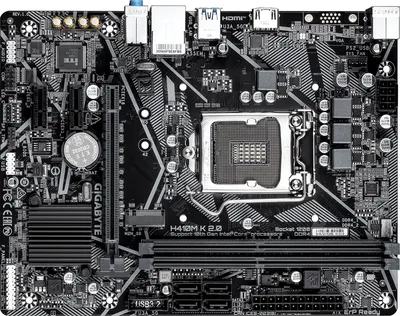 (Из ремонта) Материнская плата Gigabyte H410M K 2.0, LGA 1200, Intel Q470, 2xDDR4, 2xSATA, 1xM.2, 1xPCIe 3.0 x16, 1xPCIe x1, 1xHDMI, 1x 1Gb LAN, 2xUSB-A 3.2 Gen 1, 4xUSB-A 2.0, 3x3.5 мм, 7.1, mATX [Cм.описание!]