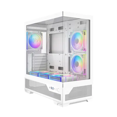Корпус ПК без блока питания/ Case SAMA V43 White, Midi-Tower, TG, 6x120mm ARGB, 2xUSB 3.0 + 1xUSB 3.2 Type-C, ATX, mATX, mITX White