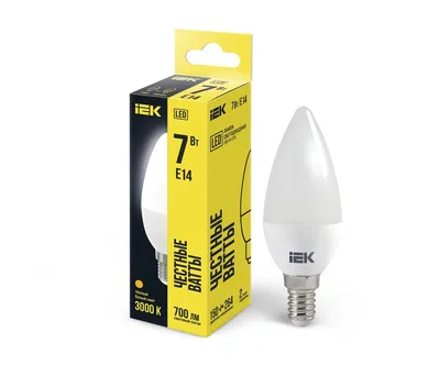 Лампа IEK LLE-C35-7-230-30-E14, LED, 7Вт, 3000К, E14