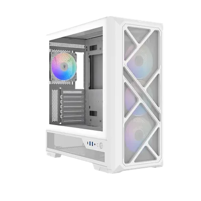 Корпус ПК без блока питания/ Case SAMA S41 White, Midi-Tower, TG, 4x120mm ARGB, 2xUSB 3.0 + 1xUSB 3.2 Type-C, ATX, mATX, mITX White
