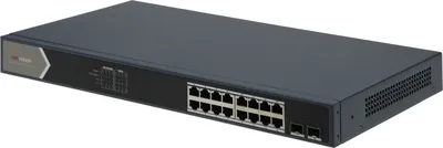 Коммутатор Hikvision DS-3E0518P-E/M(B), 16×GbE PoE, 2×SFP