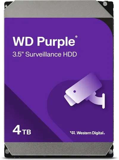 WD43PURZ жесткий диск 4Тб для видеонаблюдения, интерфейс SATA III, форм-фактор 3,5", скорость вращения 5400 об/мин, объем буфера 256 Мб, CMR