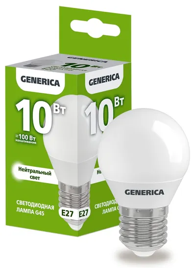 Лампа светодиодная IEK LL-G45-10-230-40-E27-G, 10Вт, 4000К, E27