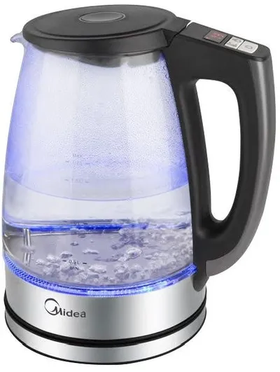 Чайник Midea MK-8019, 1.7 л, 2200 Вт, стекло, дисплей