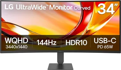 Монитор LG 34U640B-B, 34", 3440×1440, VA, 144Hz, изогнутый