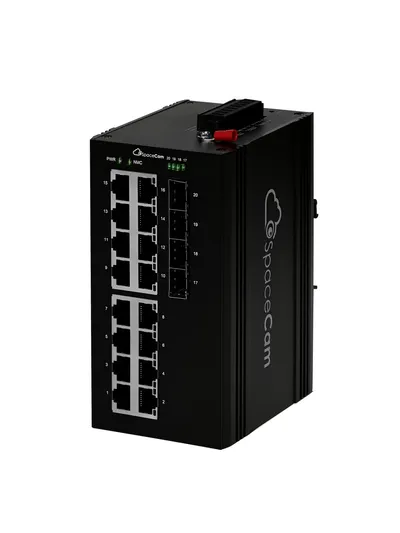 SpaceCam L2 пром.коммутатор (SC-I-L2-16GP-380-4G(A)) 16 PoE 10/100/1000Мбит/с + 4 SFP 1000Мбит/с,380Вт