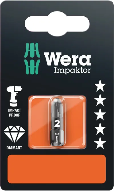 Бита ударная 855/1 IMP DC Impaktor PZ SB алмазное покрытие хвостовик 1/4 C 6.3 PZ 2X25 мм с держателем-еврослот