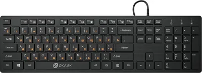 Клавиатура проводная Oklick 520M2U, USB, черный