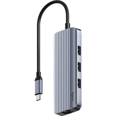 Концентратор USB Cudy UH606, 6-в-1, USB-C, HDMI, Ethernet