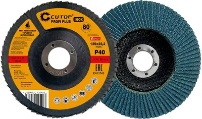 Круг лепестковый FIT 72-12536, Cutop Profi Plus, циркониевый, 125×22.2 мм, P36