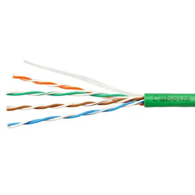 Кабель витая пара Cabeus UTP-4P-Cat.5e-SOLID-LSLTx-GN-25, U/UTP Cat.5e, 4 пары, LSLTx, 25 м