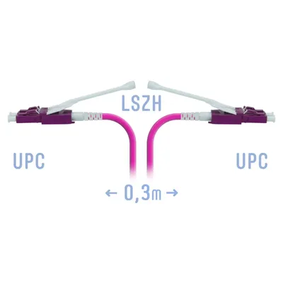 Патчкорд оптический LC/UPC-LC/UPC MM (OM4) Duplex (HD) 0,3 метрa, 2мм