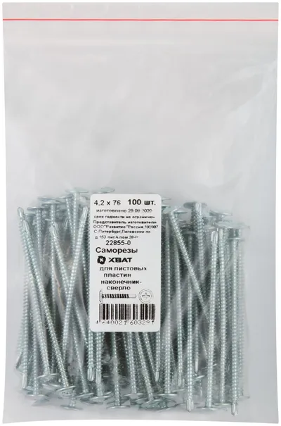 Саморез FIT 22855-0, 4,2×76, сверлоконечный, 100шт