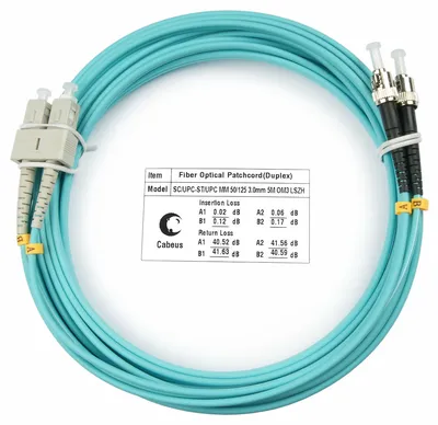 Оптический патч-корд duplex SC-ST 50/125 MM Cabeus FOP-50-SC-ST-25m 25 метров бирюзовый LSZH