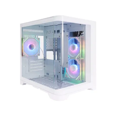 Корпус 1STPLAYER UVIEW UV5 ARGB White / mATX / 3x120mm ARGB fans  /  UV5-WH-2FC7R-W-1FC7-W