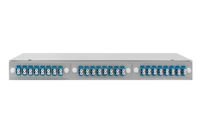 Кросс оптический 19" (ШКОС) укомплектованный на 48 LC портов (комплект с розетками и пигтейлами)