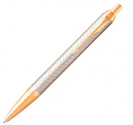 Ручка шариковая PARKER "IM Premium Warm Silver GT", корпус серебристый матовый с гравировкой, позолоченные детали, синяя, 1931687