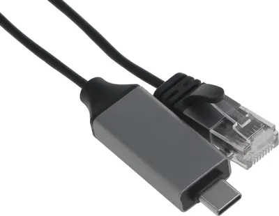 Кабель связи BURO - BU-USB-C-LAN100-2m, USB Type C (M) -> RJ-45 (M), 100 Мб/с, 2 м, цвет чёрный, BU-USB-C-LAN100-2M