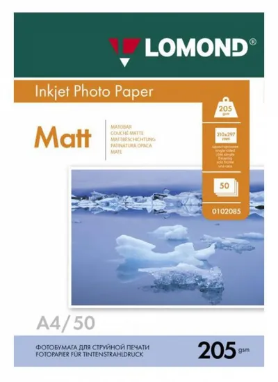 Фотобумага Lomond 0102085, A4, 205г/м², 50л., матовая
