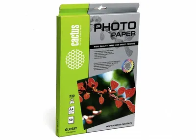 Фотобумага Cactus CS-GA423050, A4, 230г/м², глянцевая, 50л.