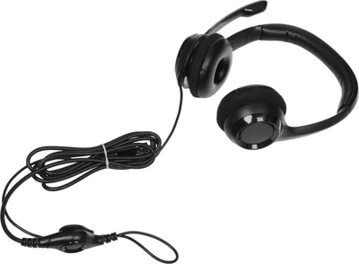 Logitech Гарнитура H390 Headset, накладные, микрофон поворотный, регулятор громкости, USB, 1.9 м, чёрный.