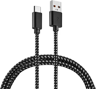 USB кабель BURO - Braided, USB Type C (M) -> USB Type A (M) 2.4A, 1 м, цвет чёрно-белый, BHP RET TYPEC1