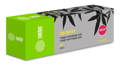 Тонер-картридж CACTUS - O610, Лазерный, Желтый, 6000стр, аналог Oki O610, CS-O610Y