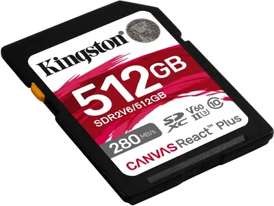 Карта памяти Kingston SDR2V6/512GB, SDXC, 512ГБ, UHS-II, 280МБ/с чтение, 100МБ/с запись