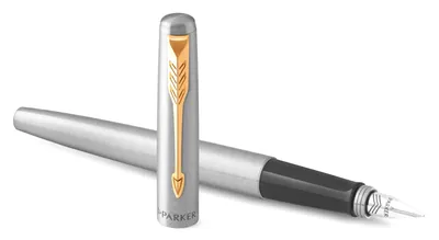 Ручка перьевая PARKER "Jotter Stainless Steel GT", корпус серебристый, позолоченные детали, синяя, 2030948