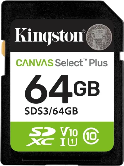 Карта памяти Kingston SDS3/64GB, SDXC, 64GB, UHS-I U1, Class 10