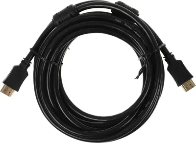 Кабель аудио-видео Buro BU-HDMI-v1.4-5M-FF, HDMI (m) - HDMI (m), ver 1.4, медный, 5м, GOLD, ф/фильтр, черный