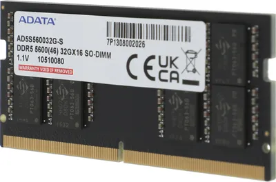 Оперативная память для ноутбука 32Gb (1x32Gb) PC5-44800 5600MHz DDR5 SO-DIMM Unbuffered CL46 ADATA AD5S560032G-S