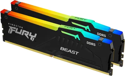 Память KINGSTON 16GB Kingston DDR5 5600 DIMM FURY Beast RGB XMP Gaming Memory KF556C40BBAK2-16 Non-ECC, CL40, 1.25V, (Kit of 2) 1RX16 40-40-40 288-pin 16Gbit, RTL