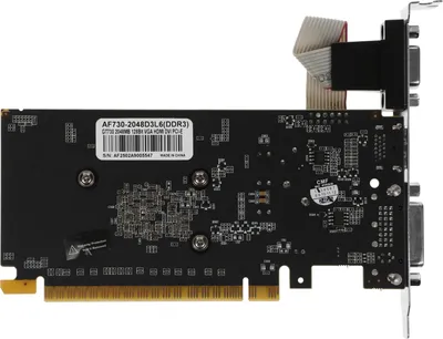 Видеокарта AFOX NVIDIA - GeForce GT 730, PCI-E 2.0, GDDR3 2GB 128bit, 1x VGA, 1x HDMI, max 2560 x 1600, 38Вт, 159мм, AF730-2048D3L6