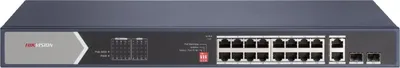Коммутатор Hikvision неуправляемый, 12 RJ45 1000M PoE с грозозащитой 6кВ; 2 RJ45 1000M Ethernet ,4 1000M  порт поддерживает HiPoE 60Вт,2 1000М SFP порта; бюджет PoE 225Вт;  поддержка режима передачи до 300м,таблица MAC адресов на 8000 записей; пропускная способность 40Гб/с; 100?240 VAC, мас.4 A; 0 °C...+40°C.