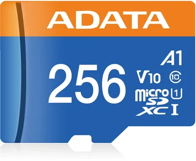 Карта памяти ADATA microSDXC 256GB ADATA Premier Memory Card AUSDX256GUICL10A1-RA1 UHS-I Class 10/V10 A1, 100/25 MB/s, AUSDX256GUICL10A1-RA1 Adapter, -25°C + 85°C, RTL (466266)