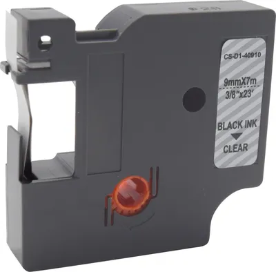 Картридж ленточный Cactus CS-D1-40910, черный на прозрачном, 9мм×7м, для DYMO/Rhino