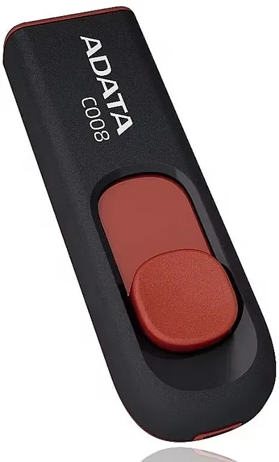 USB накопитель ADATA C008 AC008-16G-RKD USB 2.0, 16GB R30/W6, Black/Red, Retail (609604)