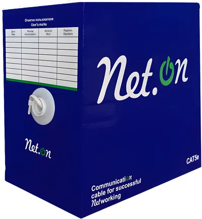 Кабель NetOn 01-0301, кат.5E, UTP, 4 пары, PE, внешний, 305м, черный