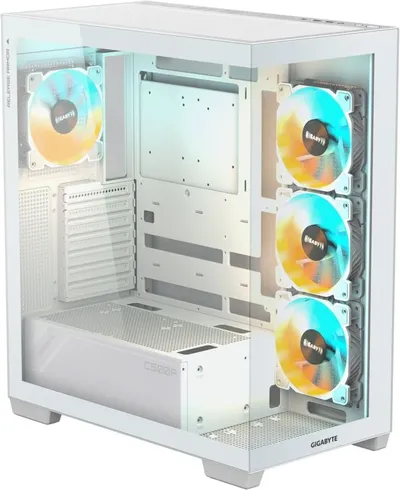 GB-C500PI ST - Компьютерный корпус, Gigabyte, C500 PANORAMIC STEALTH ICE (GB-C500PI ST) 4719331555030, ATX/Micro ATX/Mini ITX, 2*USB3.0, 1*USB3.2 Gen2 Type-C, HD-Audio+Mic, 4*Кулер 12см (ARGB), H501*W235*D430 мм, Без Б/П, Белый