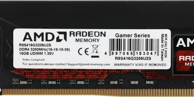 Оперативная память для компьютера 16Gb (1x16Gb) PC4-25600 3200MHz DDR4 DIMM CL16 AMD Radeon R9 Gamer Series R9S416G3206U2S