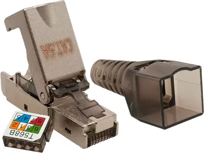 10-0240-1 Коннектор Suprlan () STP кат.6A RJ45 с защитным  колпачком  серый