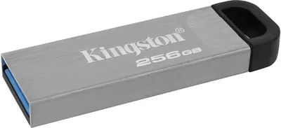 USB накопитель Kingston - DataTraveler Kyson, USB Type A (USB 3.2 Gen 1), 256 ГБ, write speed-60MB/s, read speed-200MB/s, цвет серебристый, DTKN/256GB