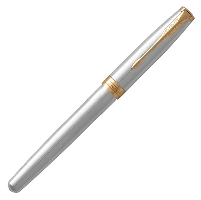 Ручка перьев. Parker Sonnet Core F527 (1931504) Stainless Steel GT  F  сталь  нержавеющая/позолота подар.кор.